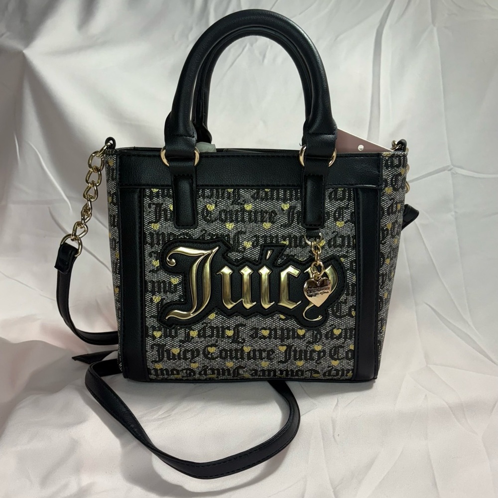 Juicy Couture Poker Face Mini Tote- Black Beige/Liquor NWT